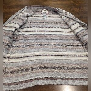 Vintage Tiara International Wo.en's Zip Fair Isle Cardigan Sweater Tan Ivory